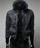 Resident Evil Lyon Jacket Double Collar Cosplay Costume,Black, Size XXL (5'7-5'9, 135-155 Pounds)