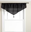 Stylemaster Tribeca 52 by 20-Inch Faux Silk Ascot Valance with Tassel, Onyx
