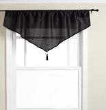 Stylemaster Tribeca 52 by 20-Inch Faux Silk Ascot Valance with Tassel, Onyx