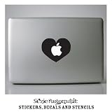 Apple in a Heart Vinyl Laptop Decal Sticker. Apple Macbook Modification. Computer Stickers.