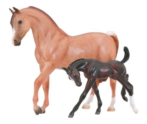 Arabian Mare and Foal - Red Roan and Dark Bay Arabian Mare and Foal - Red Roan and Dark Bay