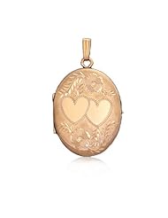 14K Yellow Gold-Filled Oval Pendant 4 Pictures Locket (21 x 36 mm)