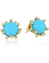 Suzy Landa 18k Yellow Gold "Firecracker" Turquoise and Diamond Stud Earrings