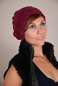 Merino Angora Cable Knitted Wool Hat Fuchsia Pink