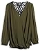 Merryfun Women's Sexy Long Sleeve Blouse V Neck Hollow Chiffon Top T-shirt