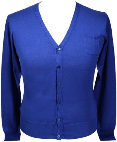 MDP EU 1812 GIACCA EB Electric Blue V-Neck Silk Blend Men's Knit Cardigan
