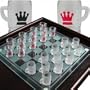 Beer Mug Checkers Set with Frosted Glass Board