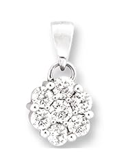 14K White Gold 1cttw One Sweet Beam Prong Set Round Diamond Flower Pendant