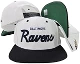 Baltimore Ravens White/Black Script Two Tone Plastic Snap Back Hat/Cap