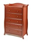 Stork Craft Aspen Five Drawer Chest In Cognac