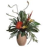 IMAGE OF Calla Lilies and Protea in Vase Faux Flowers