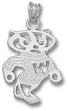 Wisconsin Badgers Solid Sterling Silver Bucky 2-Sided 3/4'' Pendant