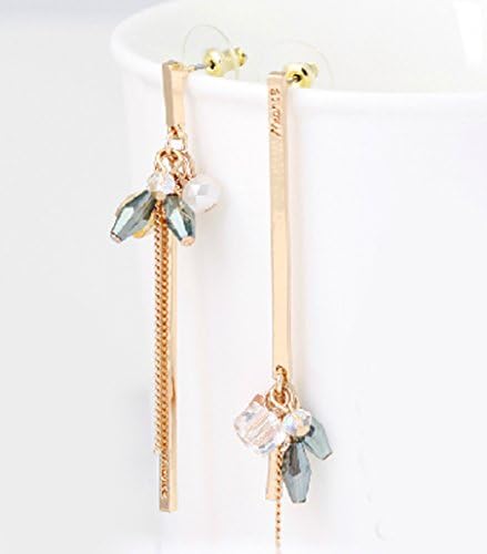 KAiLA Earring Green Crystal Asymmetric Tassel Earrings