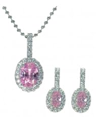 925 Sterling Silver Women Earrings + Pendant with Cubic Zirconia/CZ - 46cm*17mm*8mm