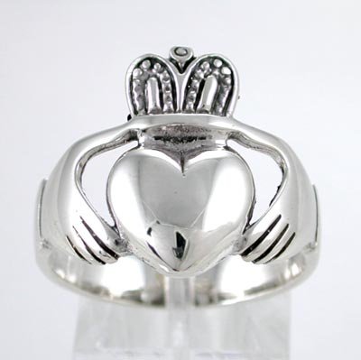 Irish Friendship & Love Celtic Claddagh Ring in Sterling Silver in sizes 10, 11, 12, 13, 14 and 15, #8931