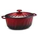 Paula Deen 5 Quart Porcelain Covered Oval Casserole, Burgundy