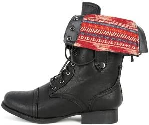 Wild Diva Jetta-25f Fold Over Combat Boots BLACK 5.5