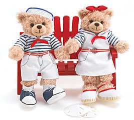 41pc5WOFIrL Set Of 2 Girl And Boy Navy Sailor Teddy Bears Adorable Gift And Collectible
