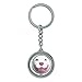 Pit Bull Face White Pet Dog Spinning Round Metal Key Chain Keychain Ring