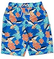 Contrast Drawstring Shark Print Swim Shorts