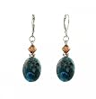 Earrings - E335 - Genuine Chrysocolla Gemstone and Crystal ~ Oval