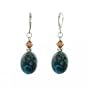 Earrings - E335 - Genuine Chrysocolla Gemstone and Crystal ~ Oval