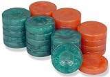 Mother of Pearl Design Backgammon Chips in Teal & Salmon - 1.25