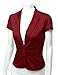 Doublju Women Short Sleeve Cotton Span Satin Fabric Blazer