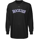 MLB Majestic Colorado Rockies Black Wordmark Long Sleeve T-shirt (Large)
