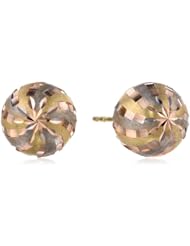 14k Tri-Color Gold D-Cut Ball Stud Earrings