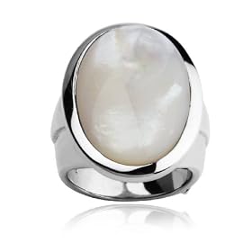 ELLE Sterling Silver White Mother-Of-Pearl Ring