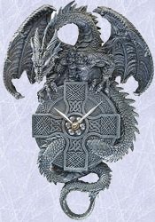 medieval dragon wall clock statue gothic celtic design
