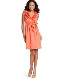 London Times Dress, Sleeveless Dot Print Ruffled Wrap