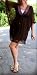 Flying Tomato Chocolate Brown Tulle and Lace Poncho Style Flowy Dress with Tassels and Embroidery Detail