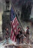 Memorial 9/11 September WTC Firefighters Flag Art Print Poster - 11x17