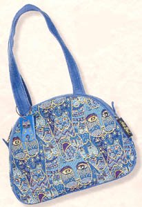Cover image : INDIGO CATS Cat Laurel Burch Tapestry HALF MOON TOTE BAG Purse Handbag New