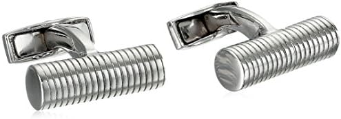 Tateossian Men's Pure Classic Silver Ribbed Cylinder Cuff Links