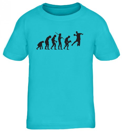 Shirtstreet24, EVOLUTION HANDBALL, WM EM Sport Kinder Fun T-Shirt , Größe: 152/164,türkis