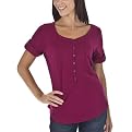 Merona Short Sleeve Henley Tee- Forever Berry
