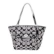 Coach Signature Extra Large Zip Jacquard Tote Bag Black White 14658