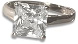 Image of Silver AMR317571S Ladies Cubic Zirconia Princess Cut Solitaire Ring