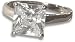 Silver AMR317571S Ladies Cubic Zirconia Princess Cut Solitaire Ring