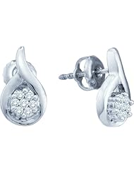 14K White Gold 0.15CT White Diamond Flower Earring