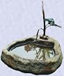 bronze tree frog statue home garden basin sculpture New