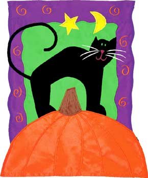Toland Garden Flag Small Size 11"x15" Applique Pumpkin Perch #2388