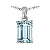 1.50 cttw Genuine 8x6 Emerald Cut Aquamarine Pendant in 14k White Gold