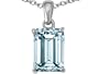 1.50 cttw 14k Gold Genuine 8x6 Emerald Cut Aquamarine Pendant in 14k White Gold