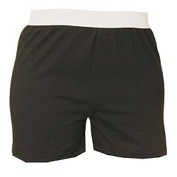 Black solid color jersey elastic waist comfortable unisex boxer boxer shorts leisure, no fly,