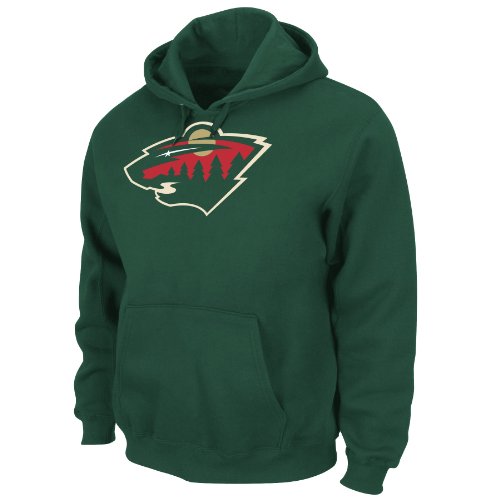 NHL Men's Minnesota Wild Heat Seal Long Sleeve Hooded Fleece Pullover (Dark Green, Large)