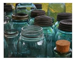 Vintage Mason Jars Stretched Canvas Poster Print